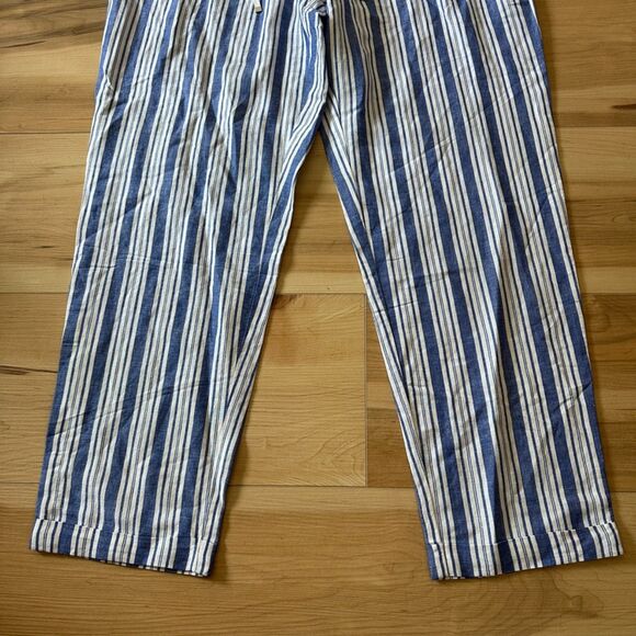 NWT LOFT Womens Emory Taper Pants in Striped Linen Blend Blue White Size XLT - Picture 4 of 9